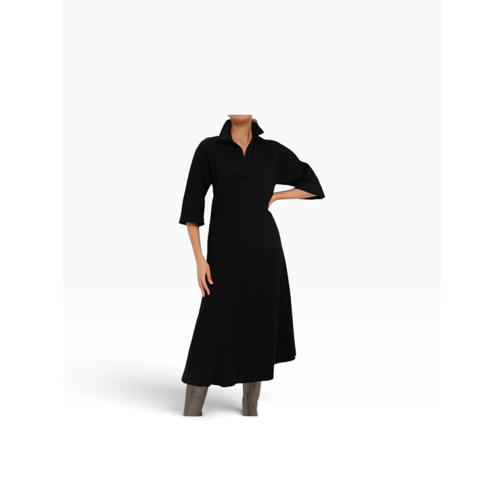 Tuckernuck Black Cotton Sweater Polo Midi Dress XXL Y24570T Minimalist Capsule